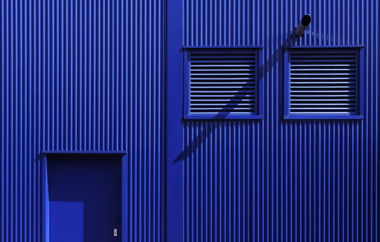 Фото обои стена, дверь, жалюзи, Bleu