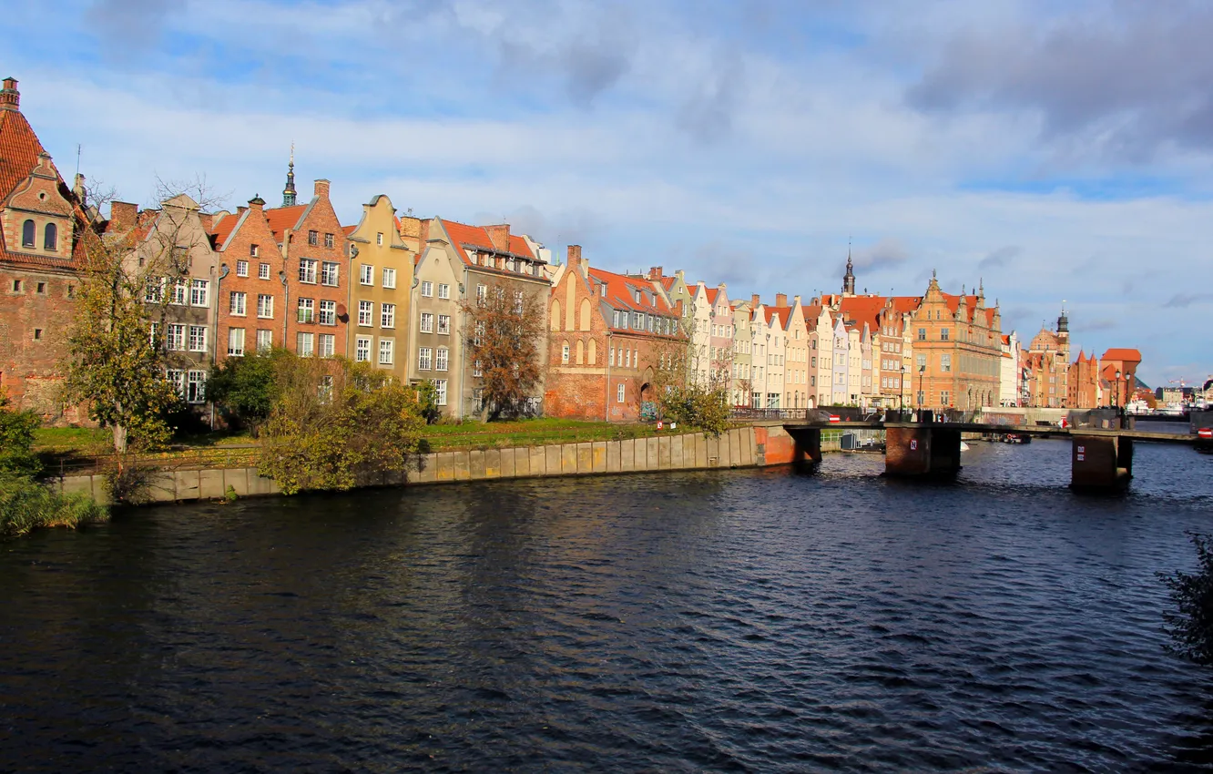 Фото обои city, river, gdańsk, motlawa