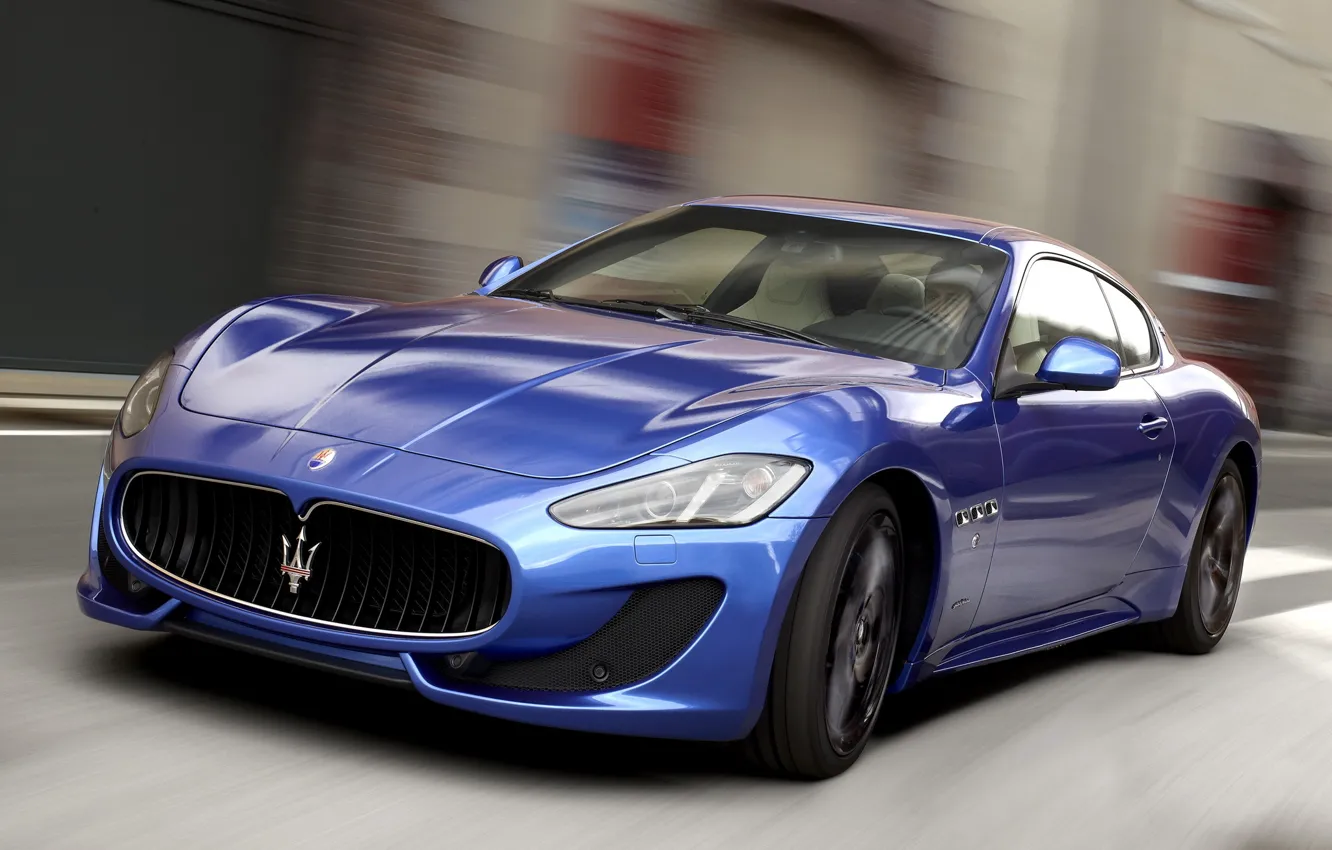 Фото обои Maserati, Дорога, Синий, Спорт, Машина, Движение, Машины, Мазерати