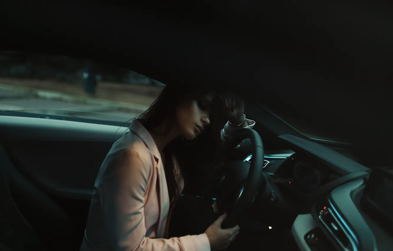 Фото обои Девушка, сидит, BMW i8, Belavin, Александр Белавин