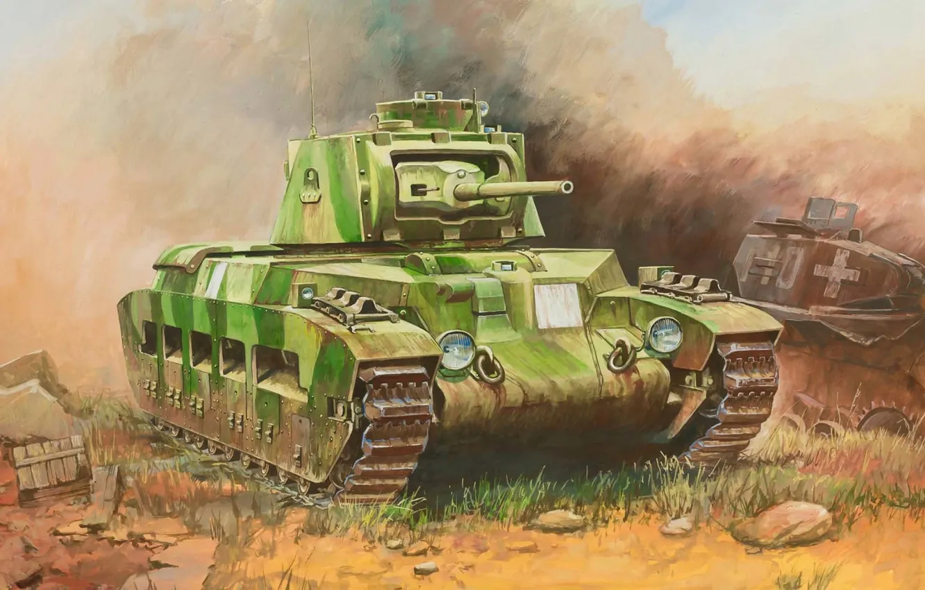 Фото обои арт, танк, британский, british, средний, tank, WW2., пехотный