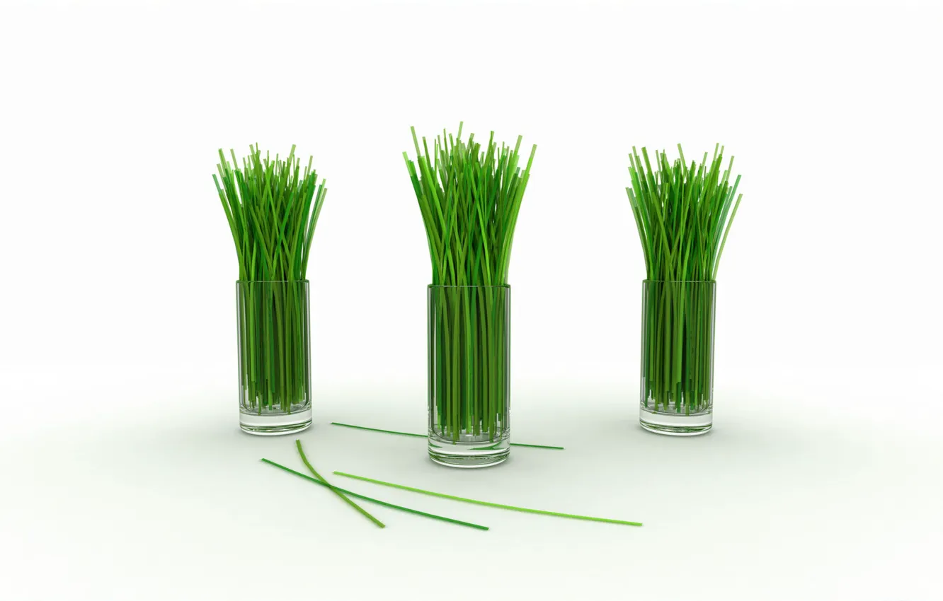 Фото обои зелёный, стаканы, лимонная трава, стебельки