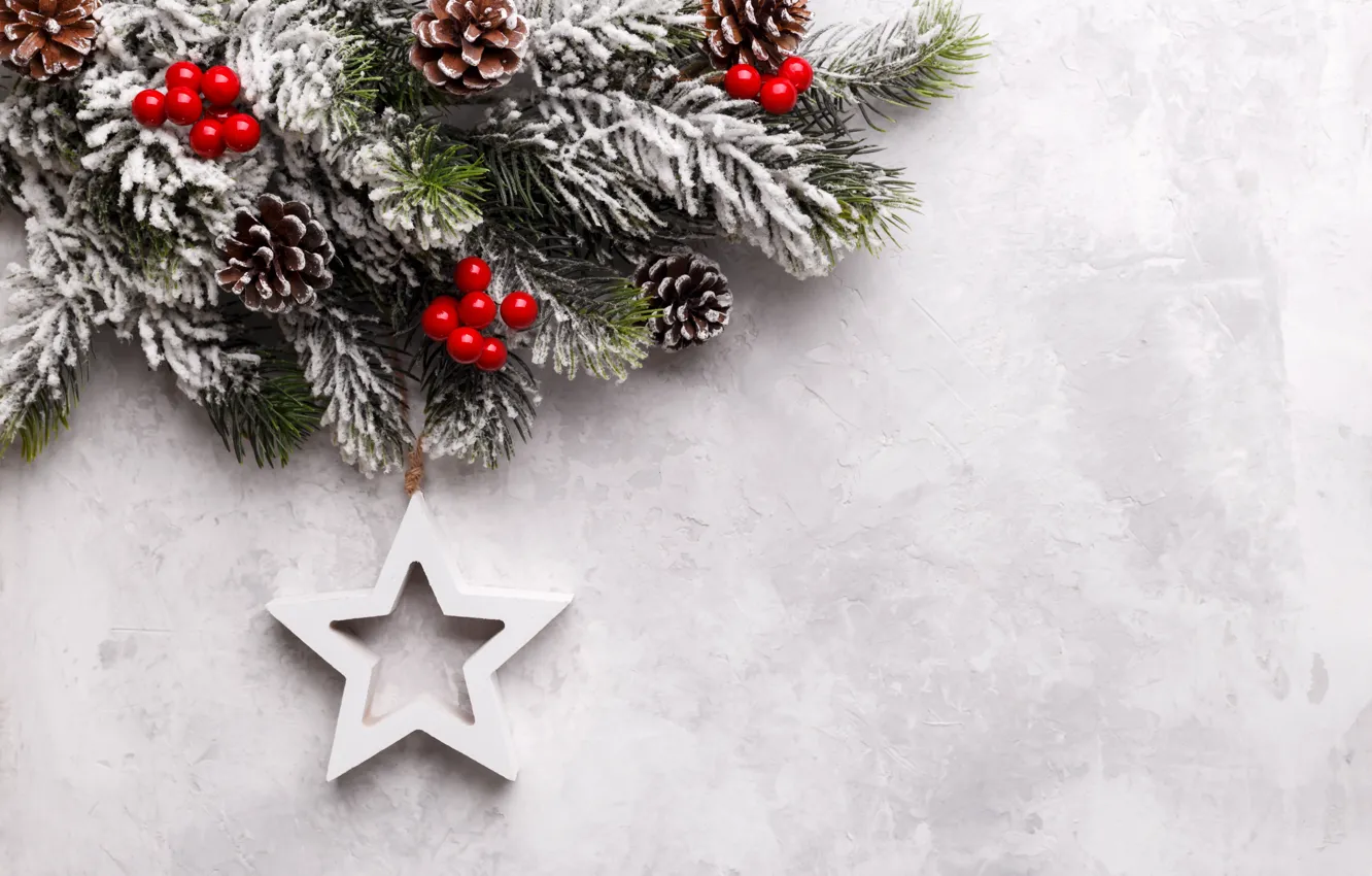 Фото обои снег, Новый Год, Рождество, star, Christmas, snow, New Year, decoration