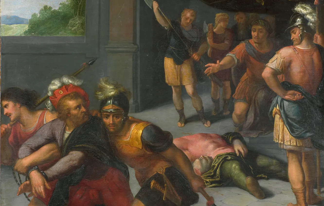 Фото обои масло, картина, 1613, Отто ван Веен, Otto van Veen, Усекновение Главы Julius Paulus и Взятие …