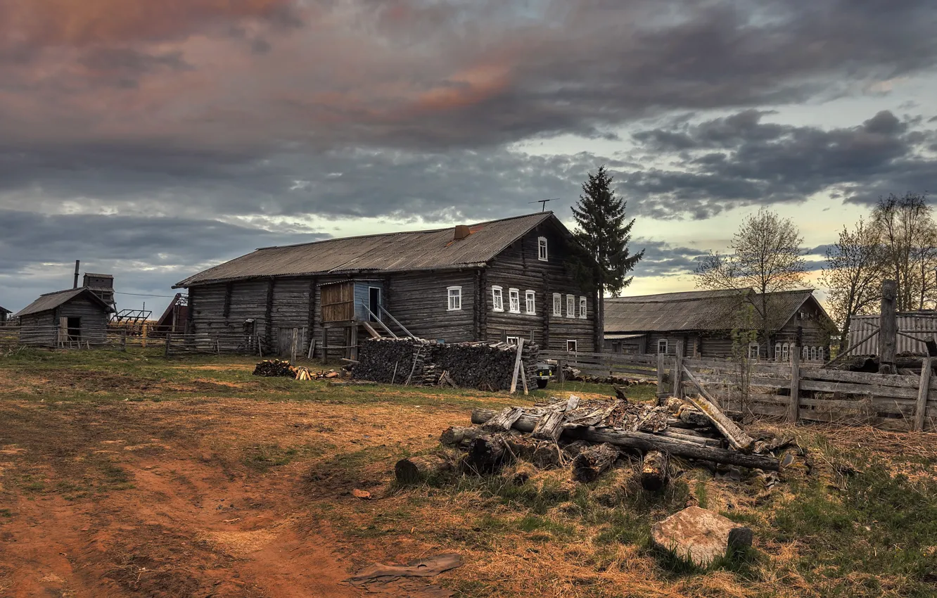Фото обои дом, деревня, Архангельская область, Кимжа