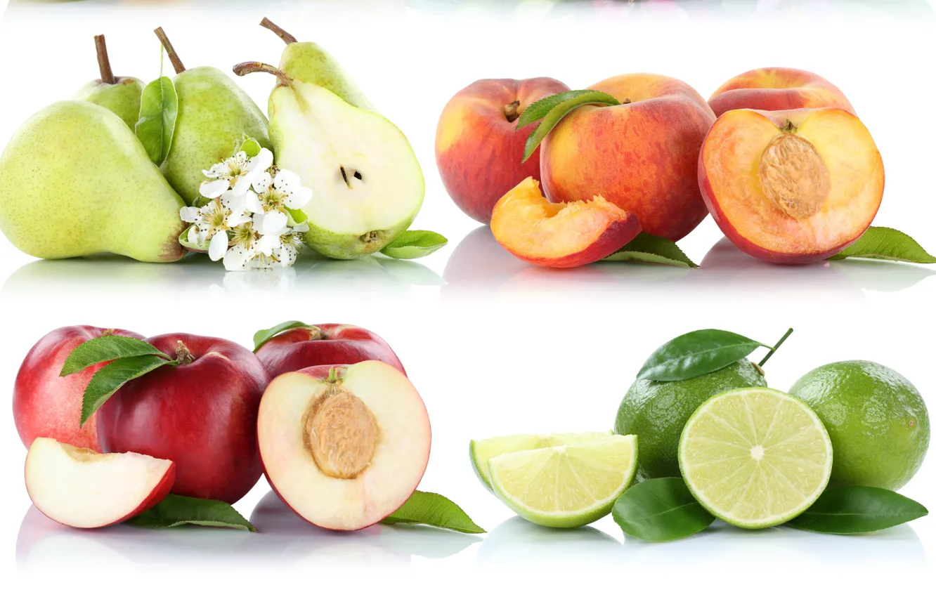 Фото обои лайм, цитрус, фрукты, груши, персик, нектарин