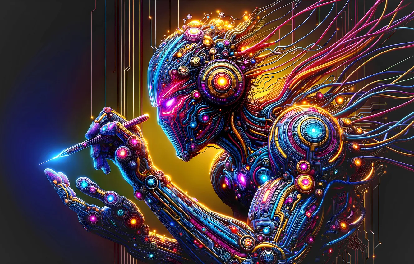 Фото обои провода, робот, ручка