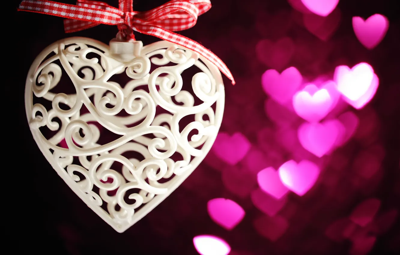 Фото обои love, romantic, hearts, bokeh, valentine's day, gift, сердцечки