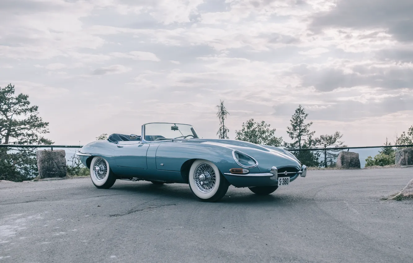Фото обои Jaguar, E-Type, Jaguar E-Type, 1961, front view