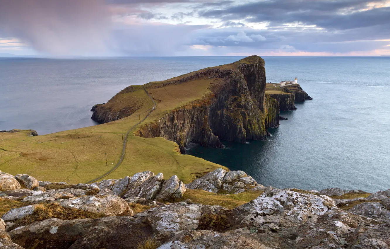 Фото обои маяк, Шотландия, Neist Point Lighthouse, западная точка острова Скай