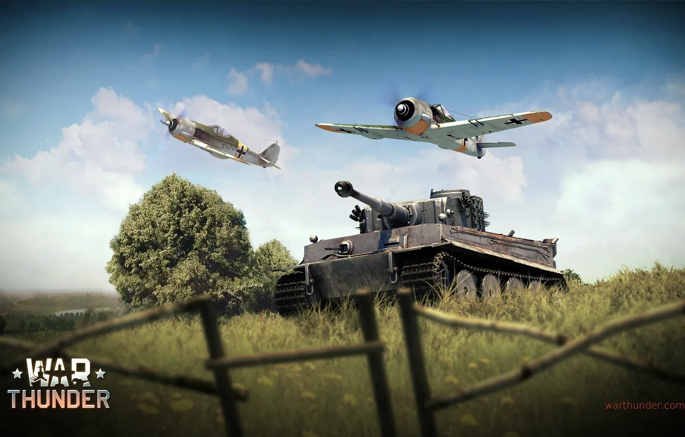 Фото обои Тигр, истребитель, танк, Tiger, наступление, немецкий, поршневой, одномоторный