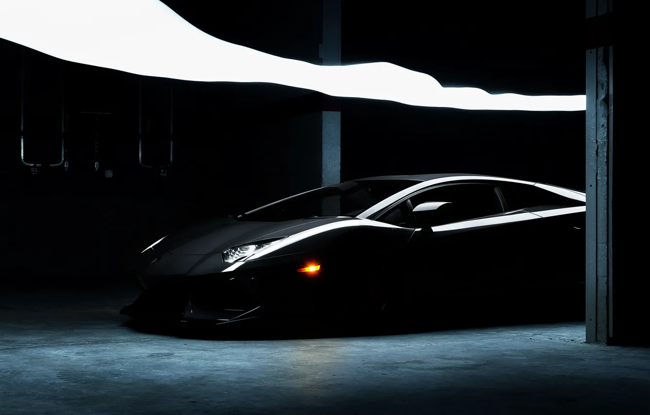 Фото обои Lamborghini, Ламборджини, чёрная, black, Ламборгини, LP700-4, Aventador, Авентадор