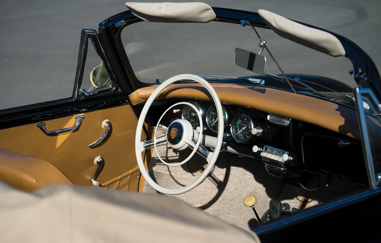 Фото обои Porsche, 356, 1958, car interior, Porsche 356A 1600 Super Cabriolet