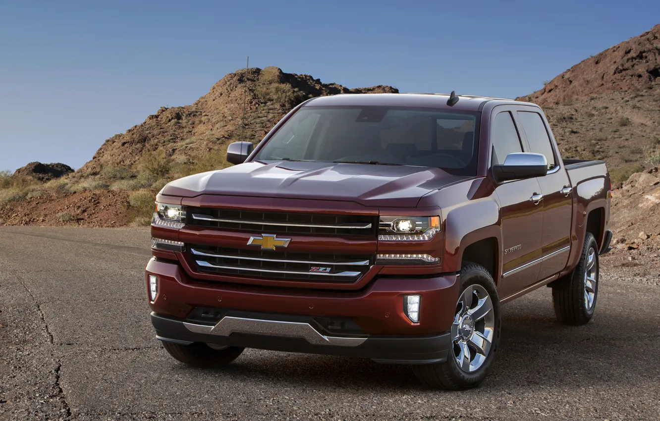 Фото обои Chevrolet, шевроле, Crew Cab, LTZ, Silverado, Z71, 2015, сильверадо