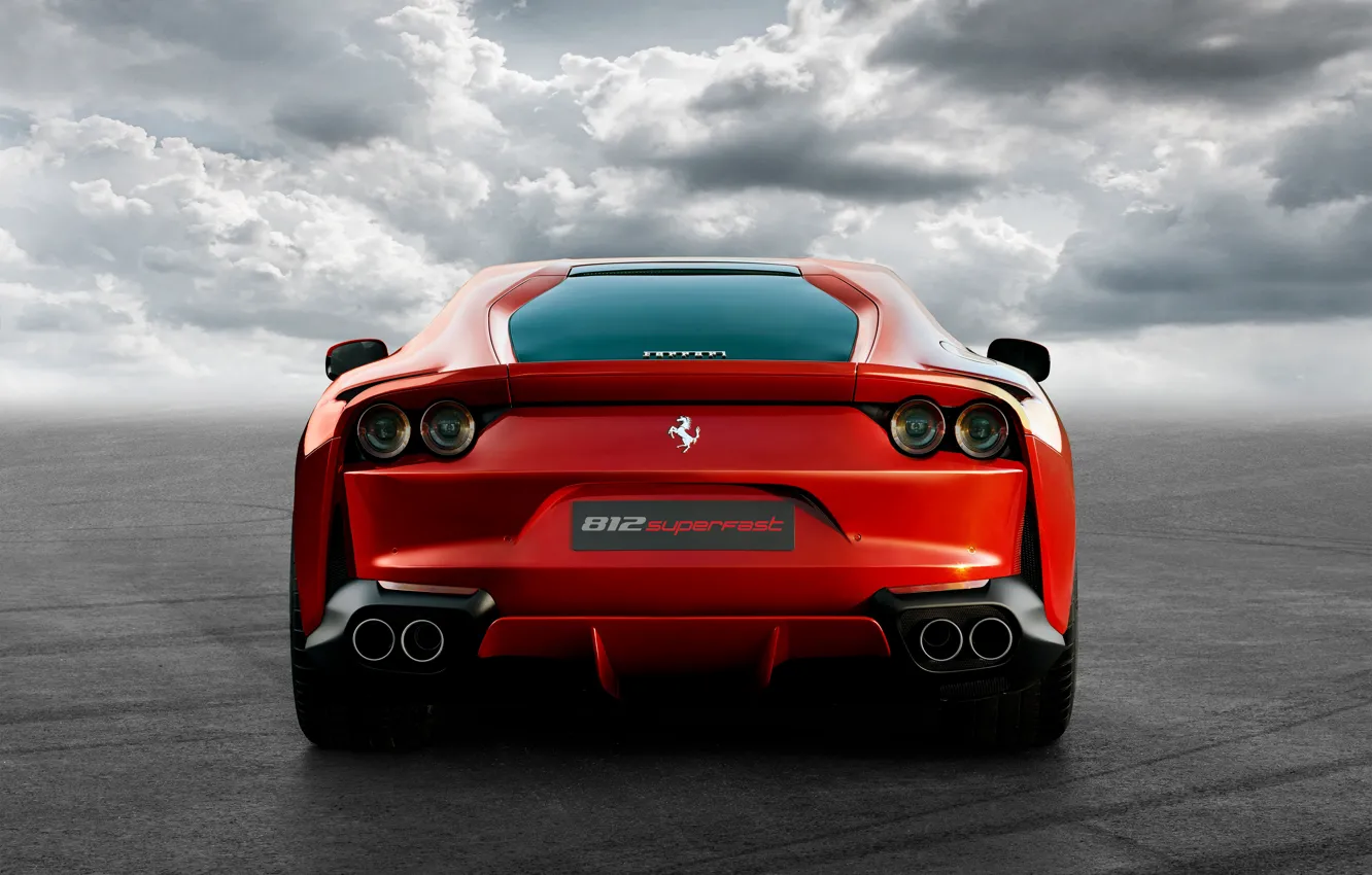 Фото обои Ferrari, суперкар, вид сзади, Superfast, 812