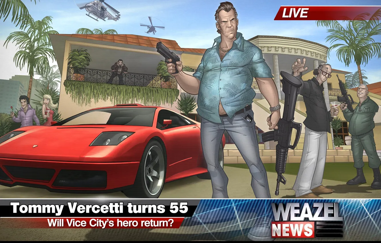 Фото обои Art, 2011, GTA, Tommy Vercetti, Patrick Brown, Grand Theft Auto, Vice City