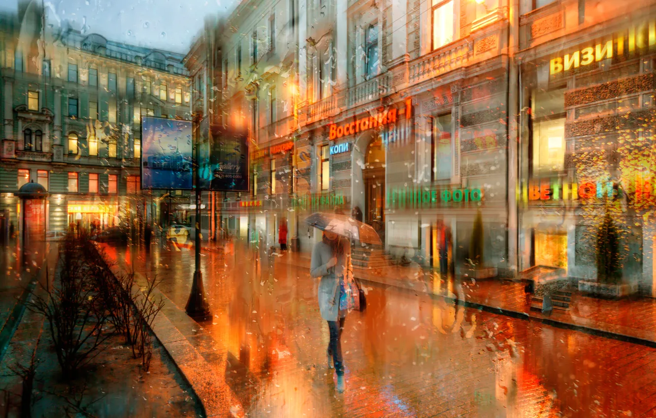 Фото обои капли, дождь, Санкт-Петербург