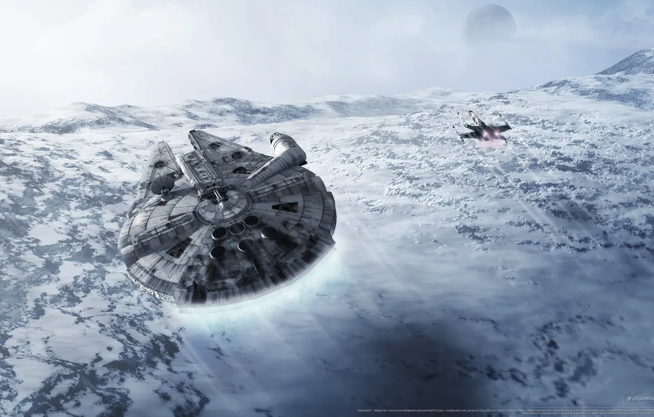 Фото обои звездные войны, star wars, X-Wing, тысячелетний сокол, Millennium falcon