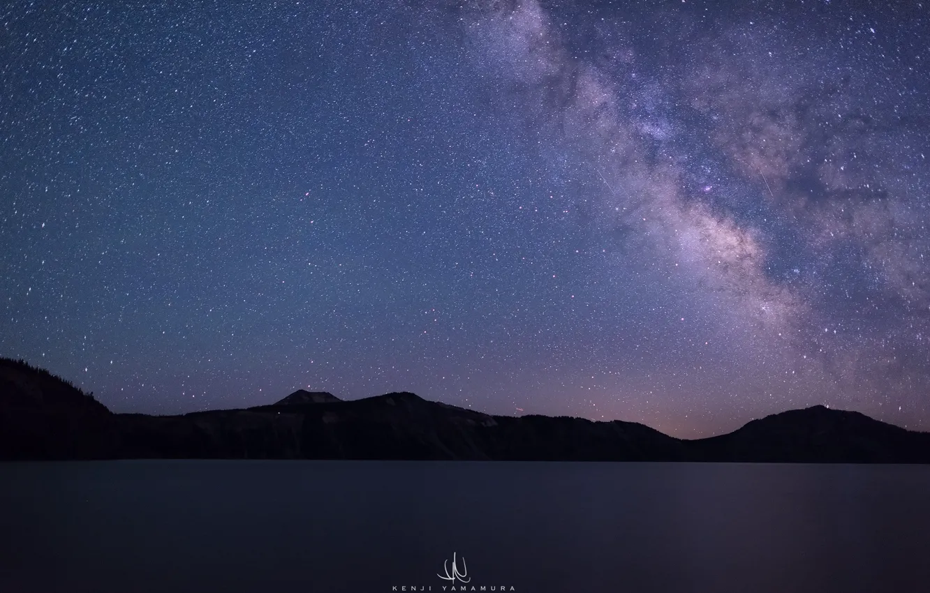 Фото обои USA, млечный путь, Oregon, photographer, Crater Lake, Kenji Yamamura
