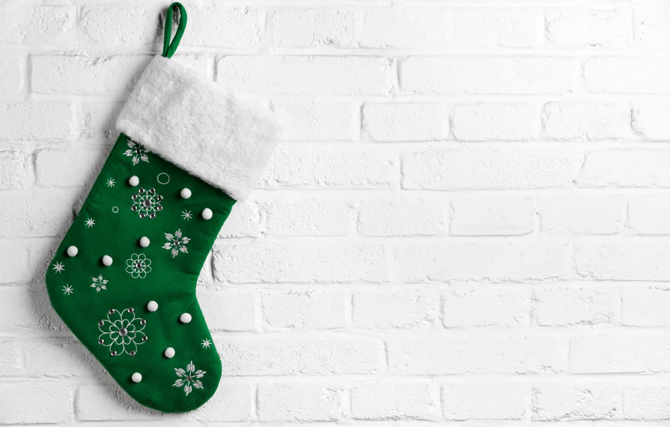 Фото обои праздник, рождество, Новый год, рождественский носок, В ожидании Санта