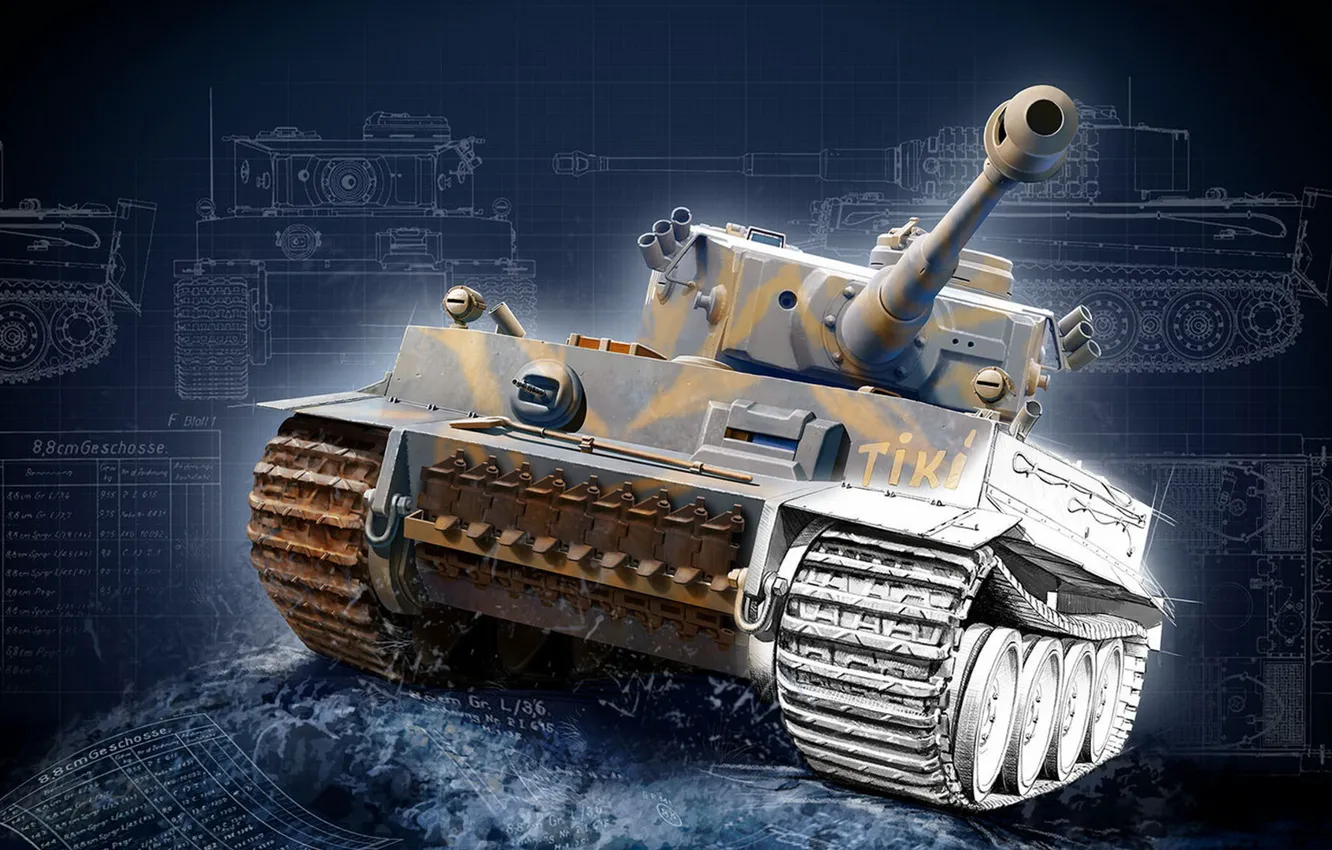 Фото обои Тигр, Panzerkampfwagen VI, немецкий тяжёлый танк, Revell