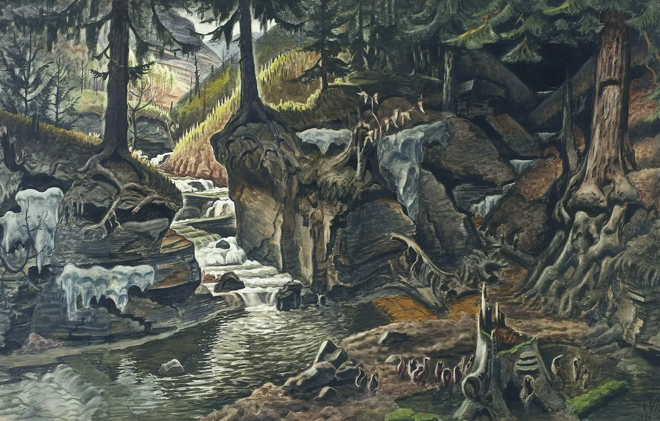 Фото обои Charles Ephraim Burchfield, 1934-43, Two Ravines