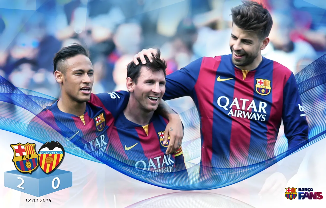 Фото обои wallpaper, sport, football, Lionel Messi, FC Barcelona, Neymar, Gerard Pique, players