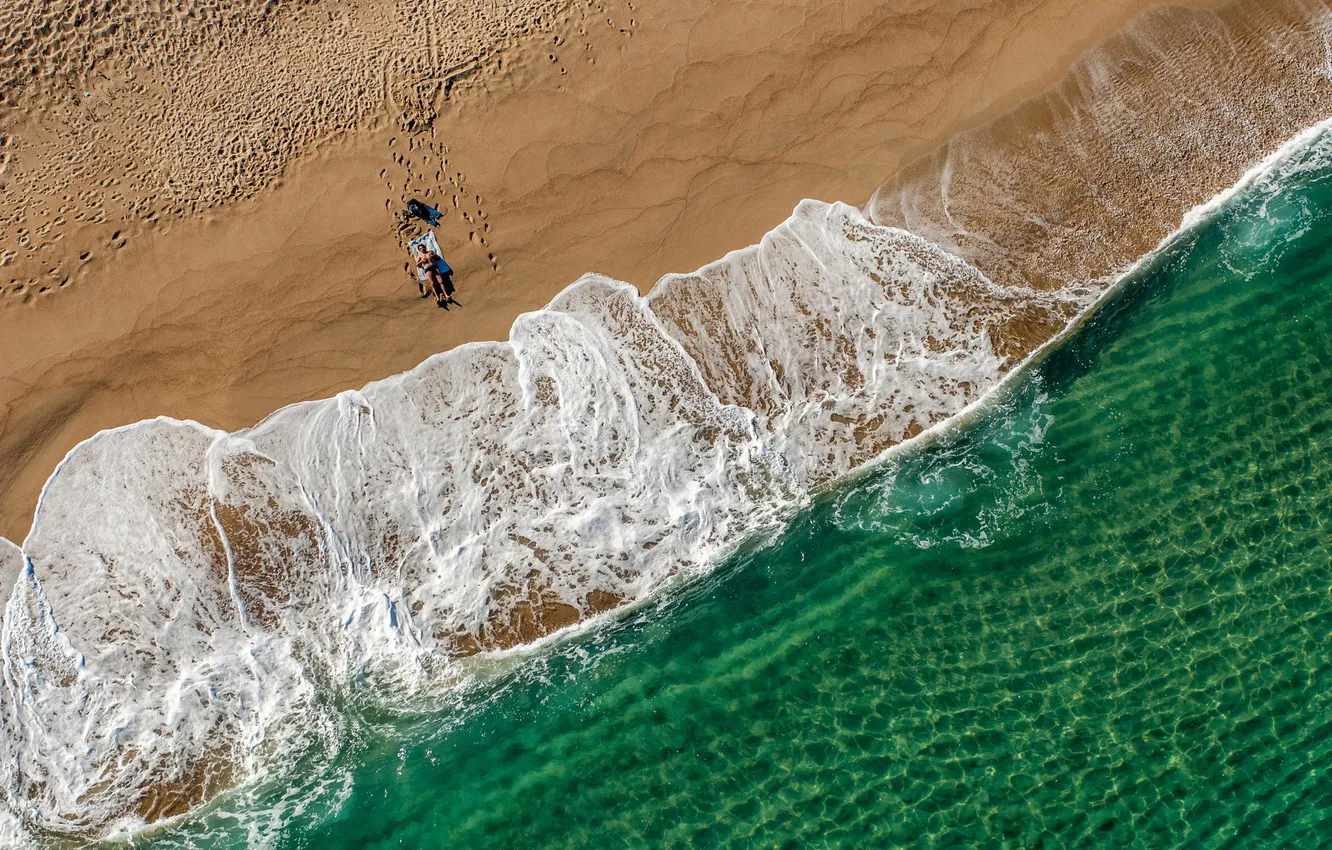 Фото обои песок, пляж, лето, океан, человек