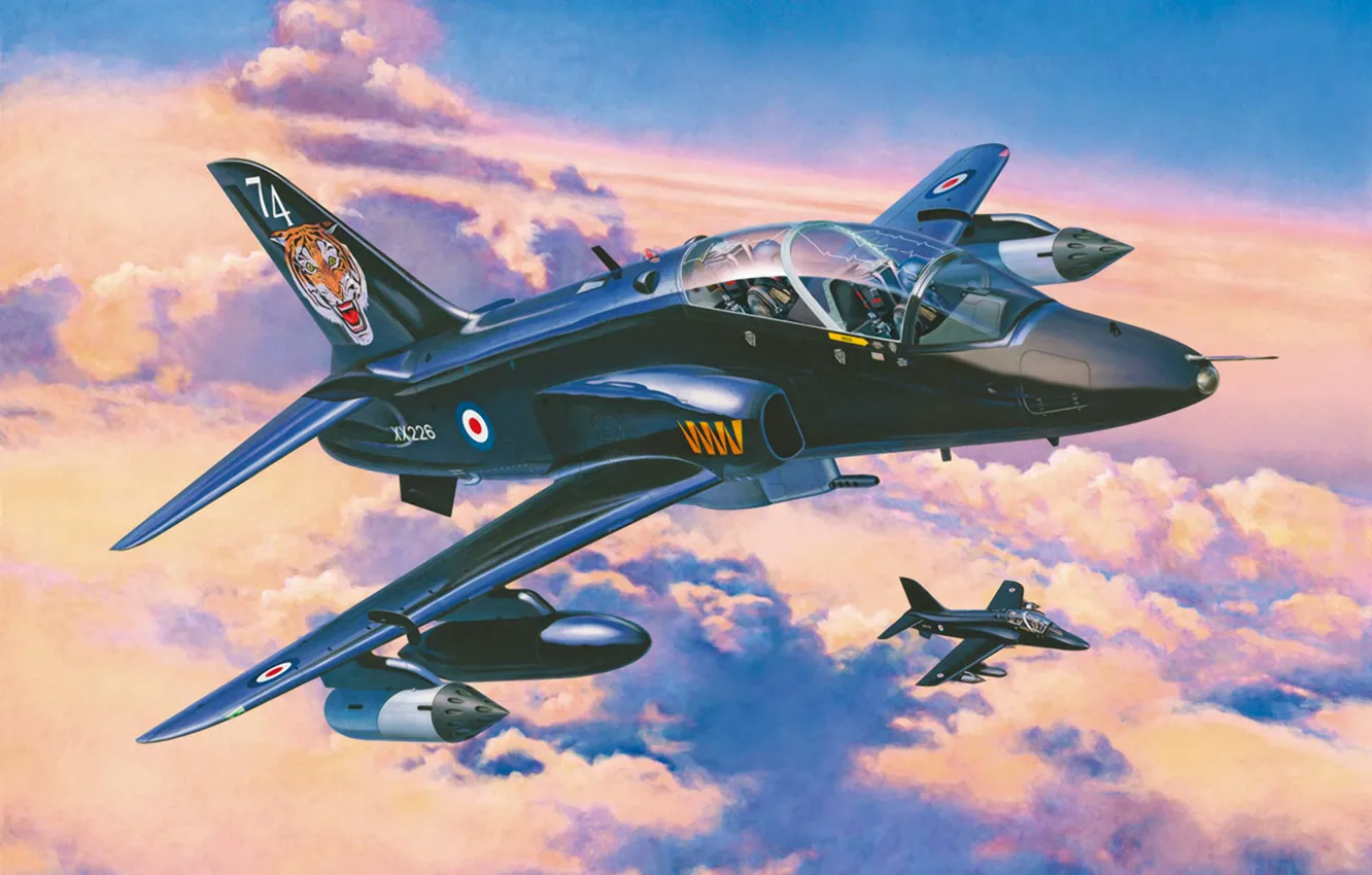 Фото обои war, art, airplane, aviation, jet, paintig, BAe Hawk T.1A