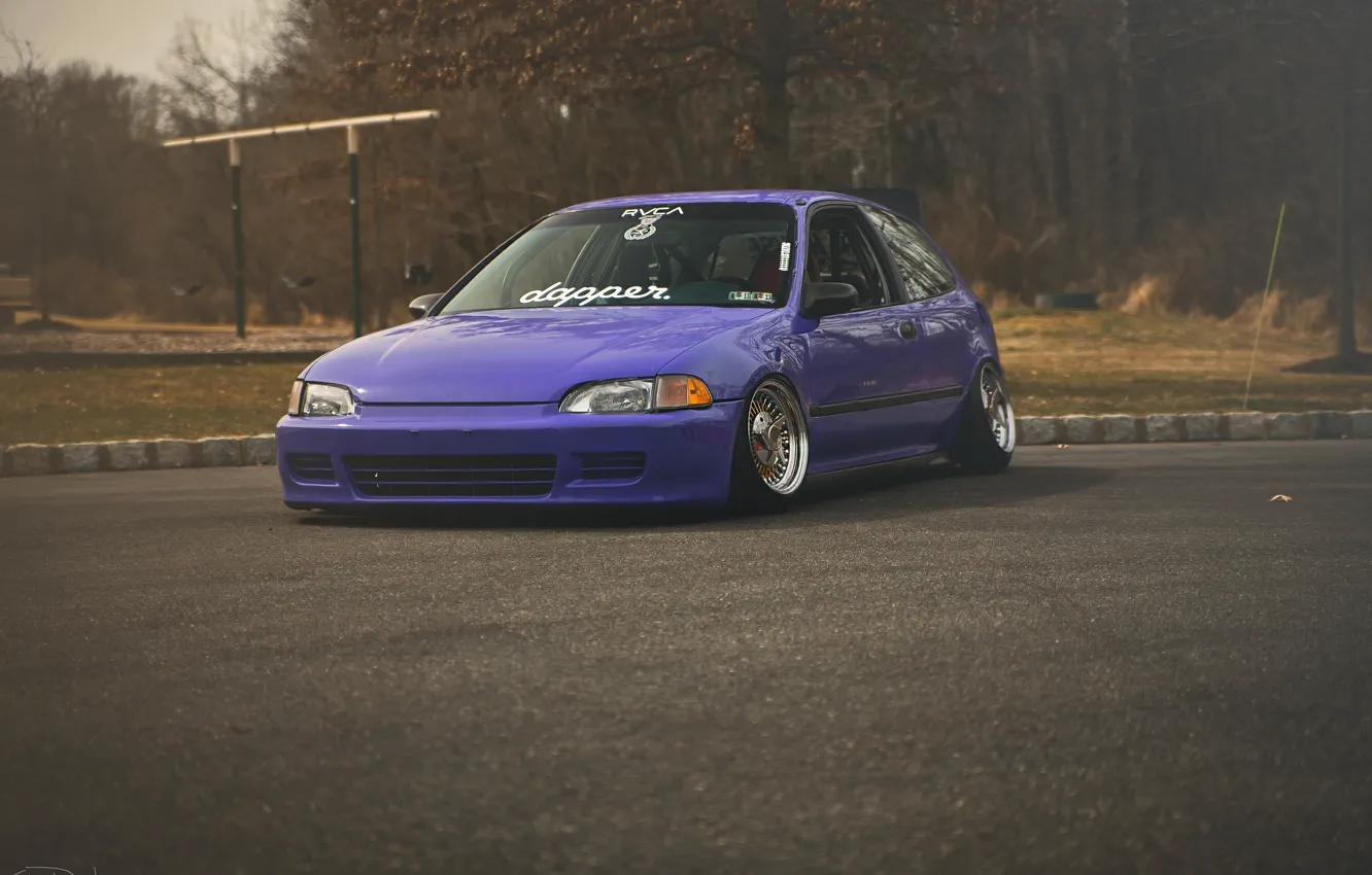 Фото обои Purple, Honda Civic, цивик, stance. хонда