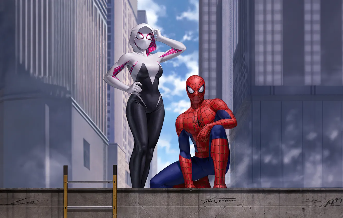 Фото обои art, superheroes, spiderman
