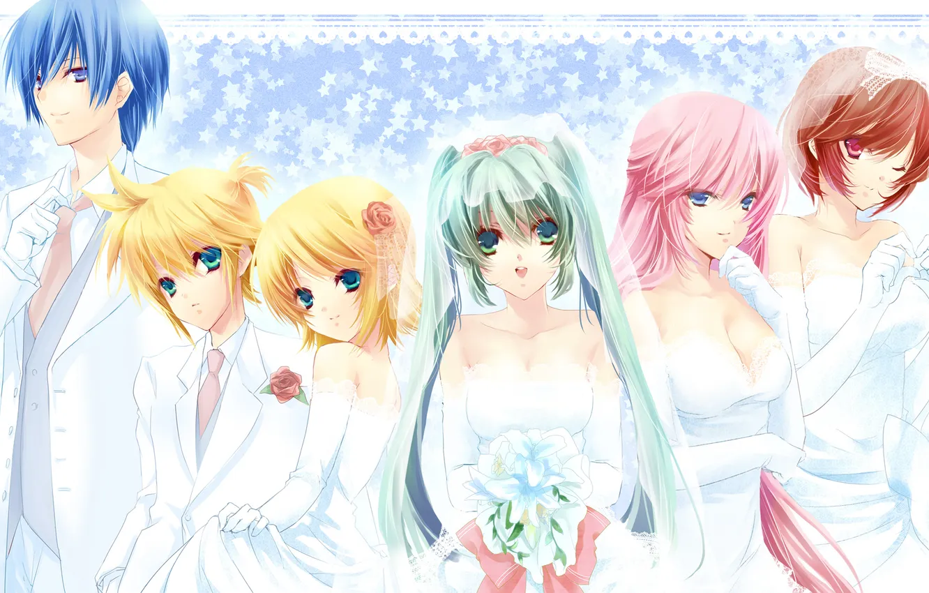 Фото обои аниме, vocaloid, hatsune miku, megurine luka, kagamine rin, вокалоид, kagamine len, meiko