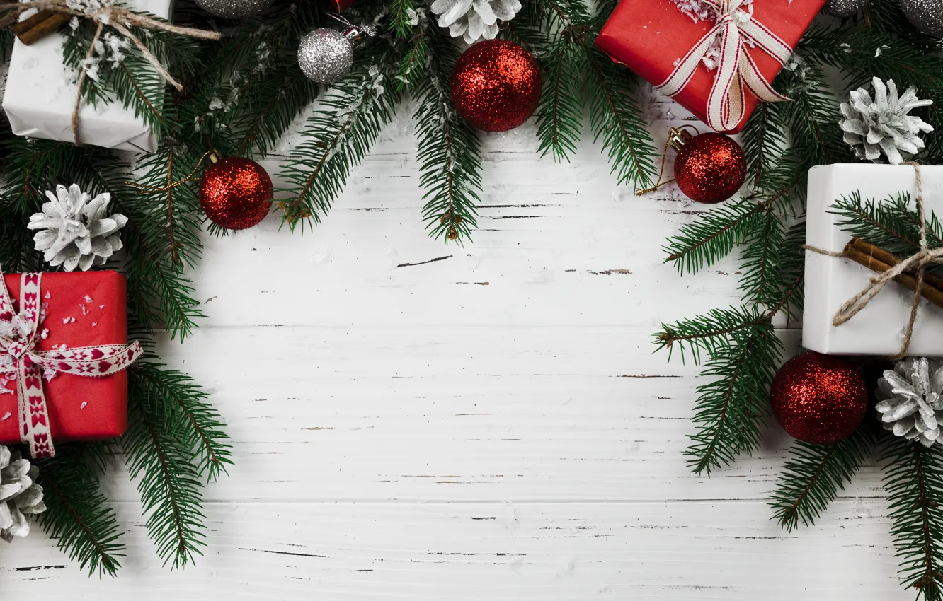 Фото обои шары, елка, Новый Год, Рождество, подарки, Christmas, balls, wood