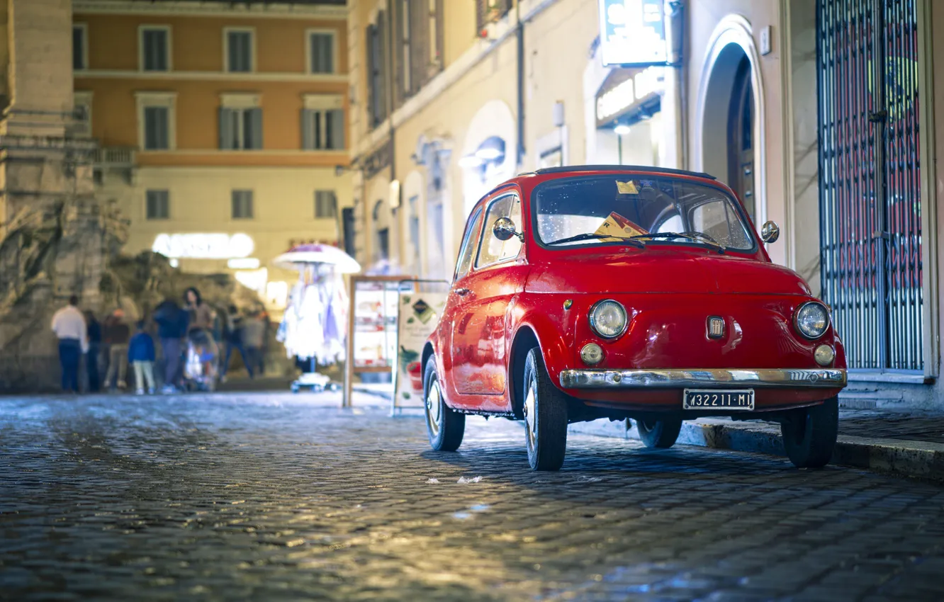 Фото обои lights, red, road, auto, Italy, night, people, Rome