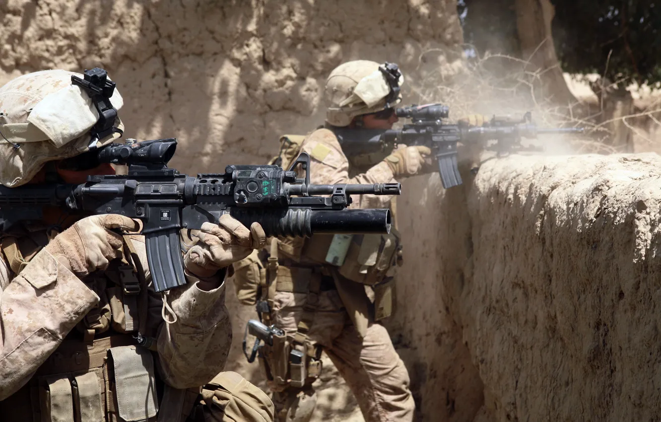 Фото обои стрельба, винтовка, Афганистан, вояки, us marine