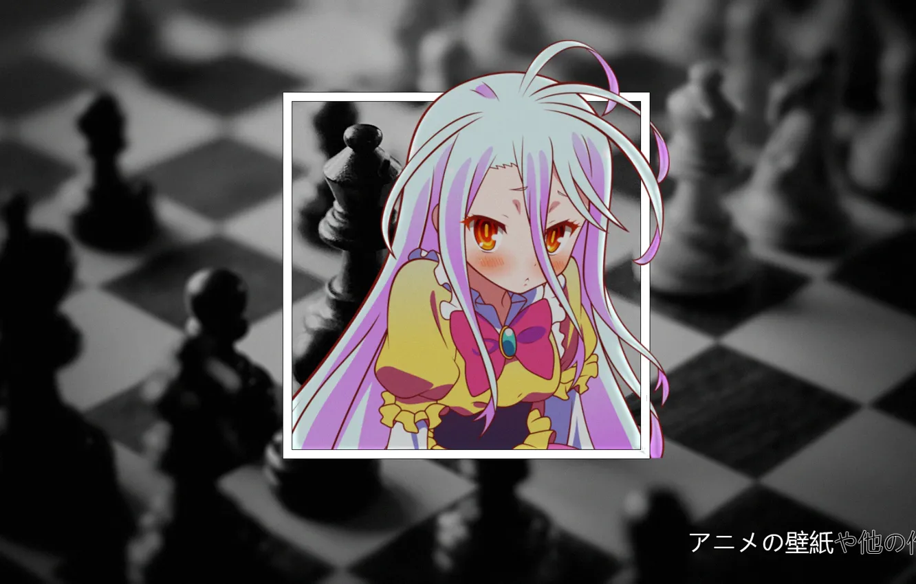 Фото обои девушка, аниме, шахматы, shiro, no game no life, Широ, madskillz