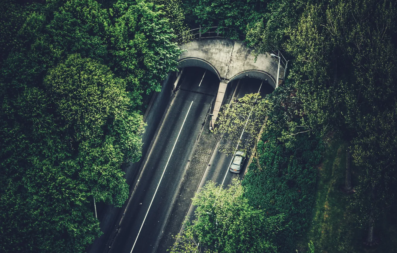 Фото обои дорога, трасса, туннель, вид сверху, Netherlands, Rotterdam, въезд