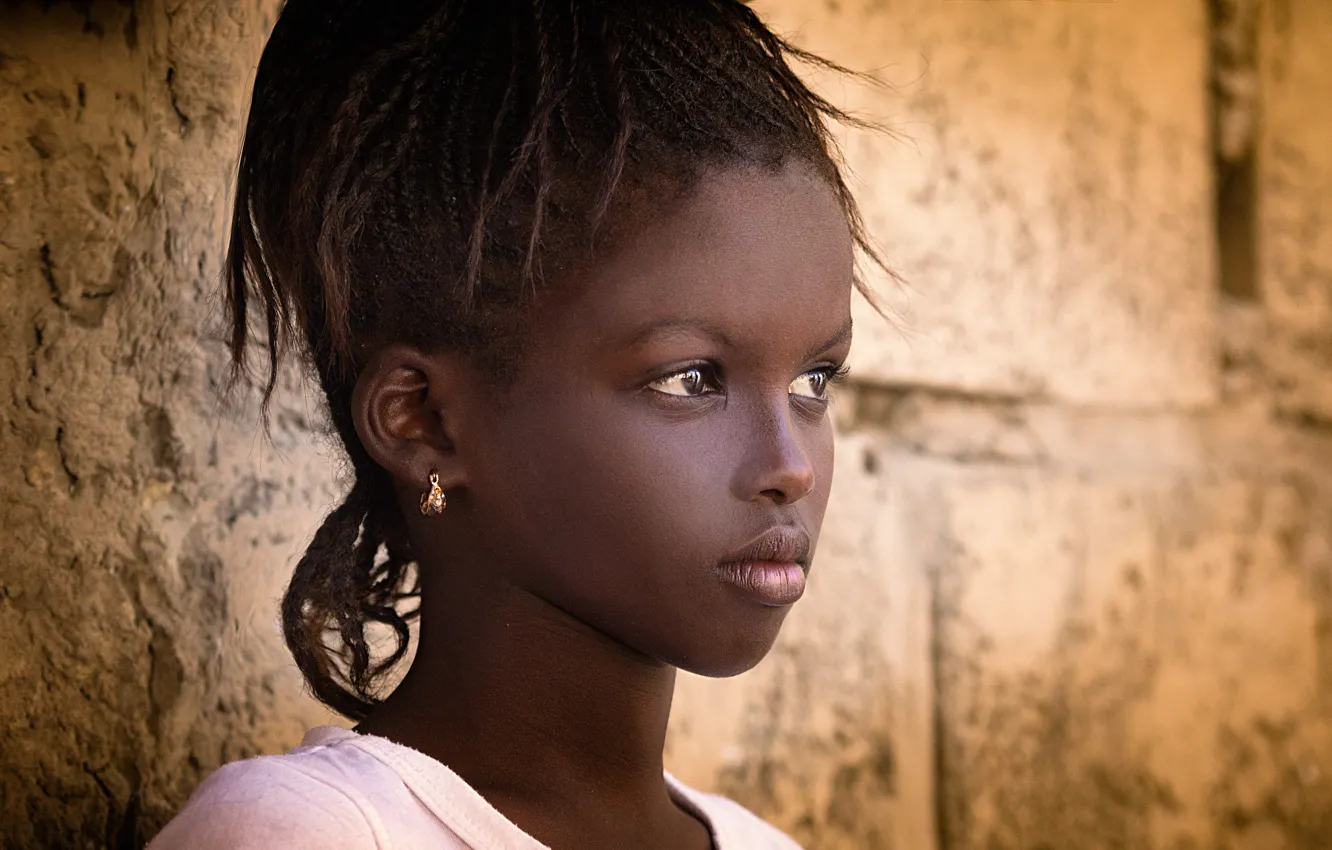 Фото обои портрет, девочка, Африка