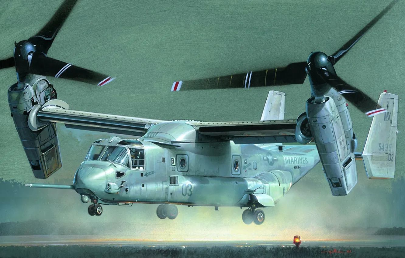 Фото обои арт, США, американский, морской, конвертоплан, Osprey, ВМС, V-22
