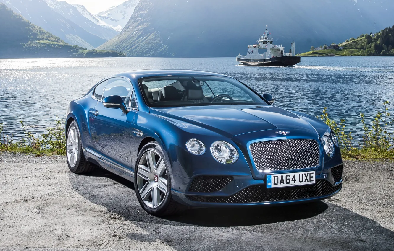 Фото обои синий, Bentley, Continental, бентли, континенталь, 2015