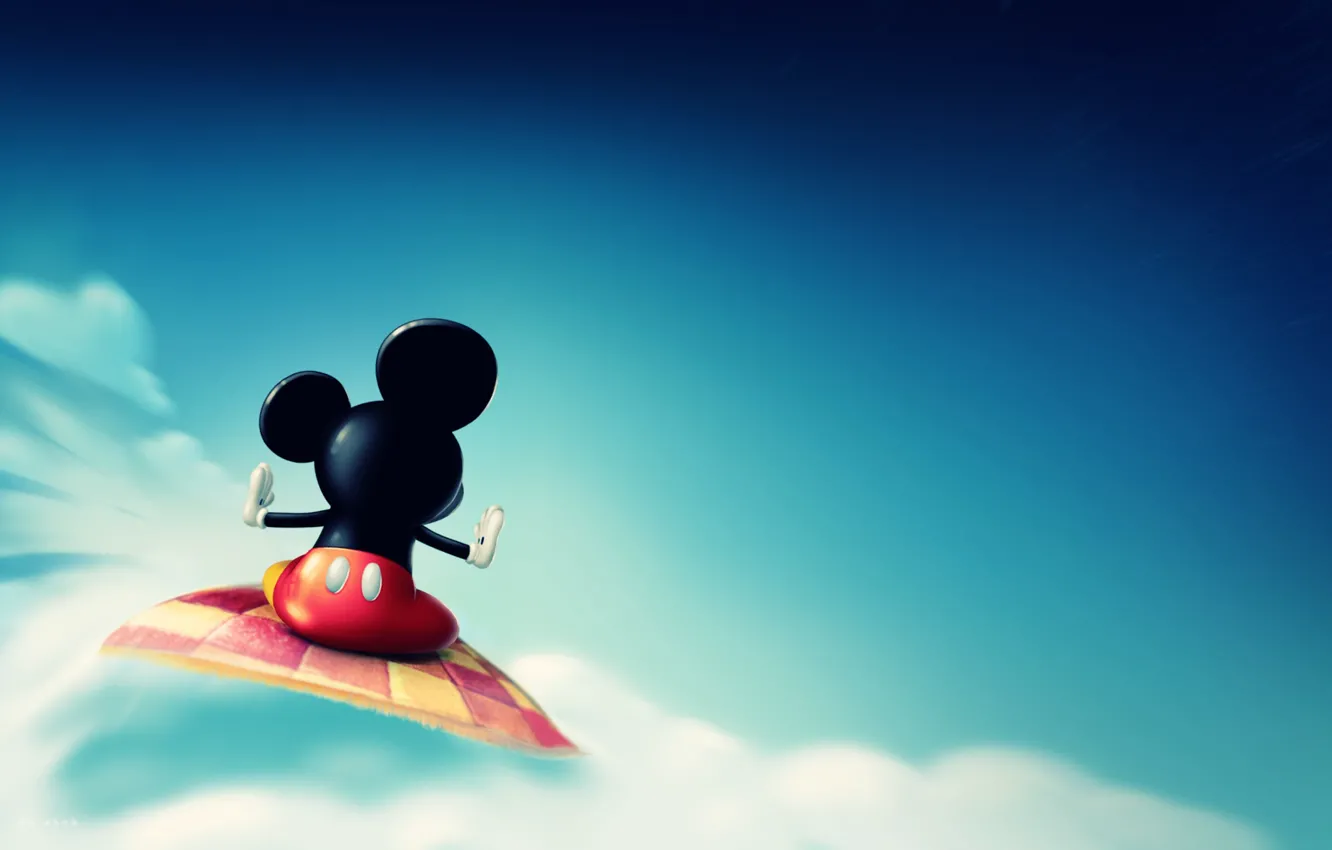 Фото обои облако, Микки Маус, Mickey Mouse, Disney Company, полёт.