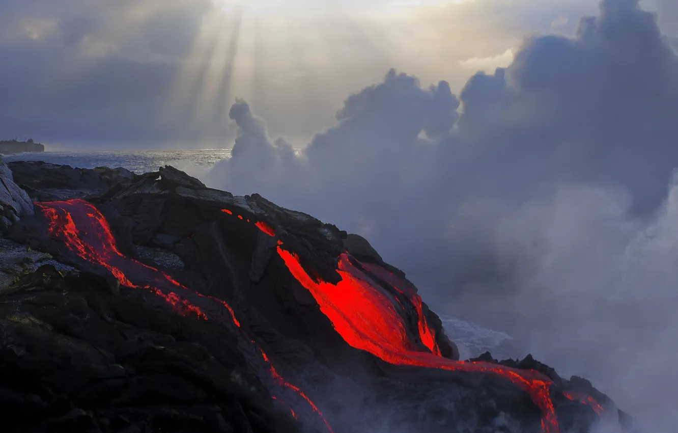 Фото обои цвет, извержение, лава, температура, магма