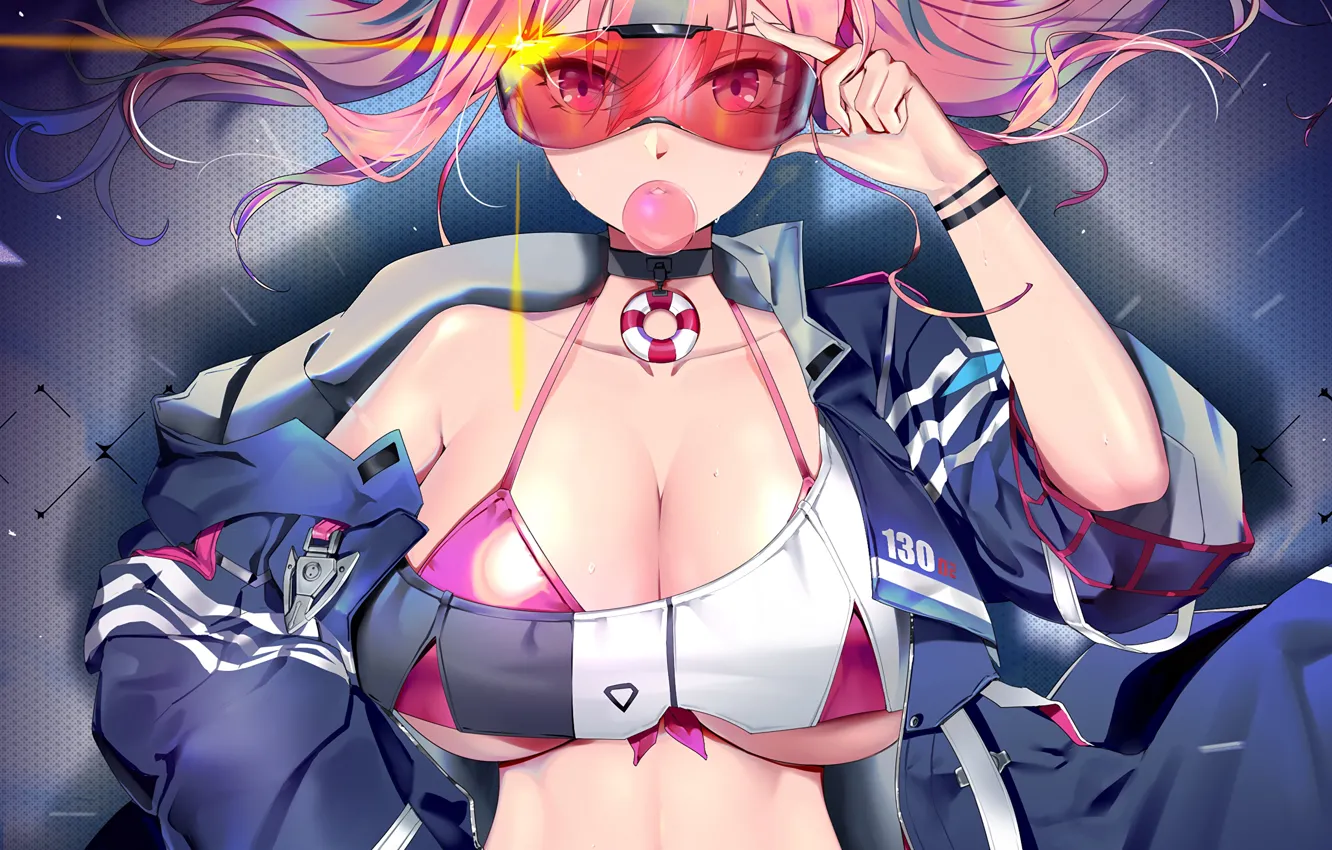 Фото обои girl, sexy, cleavage, long hair, boobs, anime, beautiful, pretty