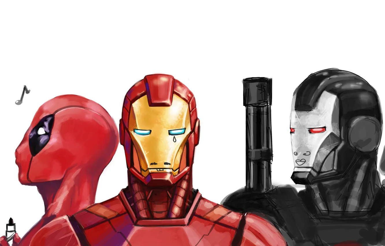 Фото обои Iron Man, Deadpool, Marvel, Дэдпул, Wade Wilson