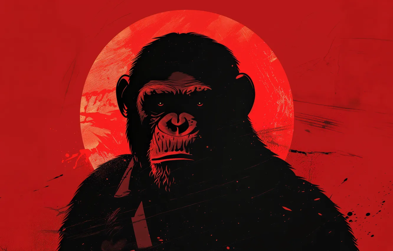 Фото обои Red, Movie, Monkey, Poster