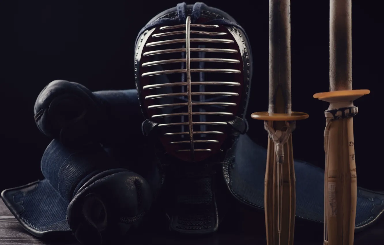 Фото обои стиль, путь, меч, большой, шлем, два, style, катаны
