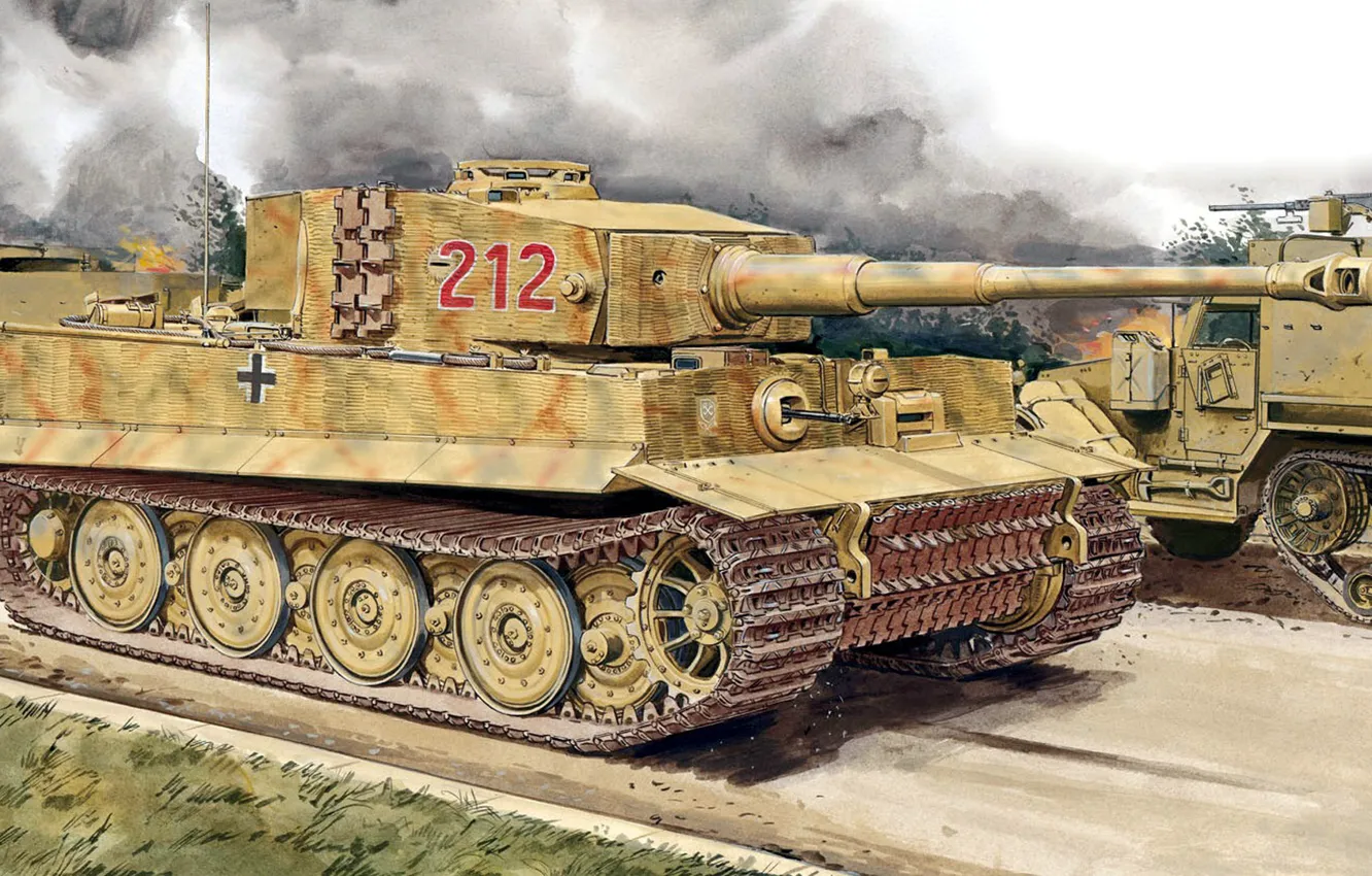 Фото обои рисунок, Тигр, арт, Panzerkampfwagen VI, немецкий тяжёлый танк