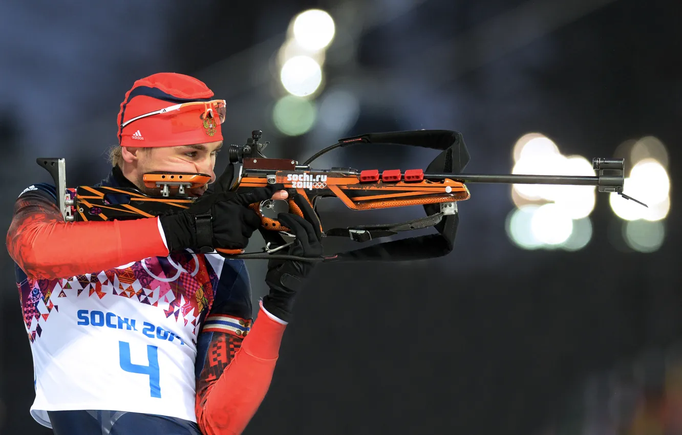 Фото обои Россия, биатлон, Сочи 2014, XXII Зимние Олимпийские Игры, Антон Шипулин