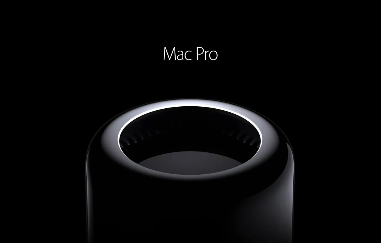 Фото обои Apple, черный фон, 2014, Mac Pro, новый порядок мощи, Черный глянец, наука и технологии, дизайн …