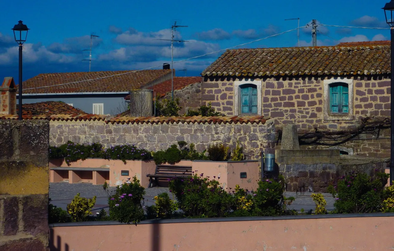 Фото обои город, улица, дома, кладка, архитектура, Сардиния, Itálie, Provincie Oristano